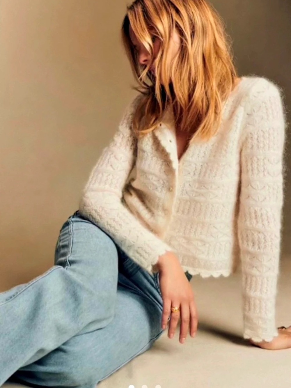 Sezane Varda Mohair Cardigan Sweater
